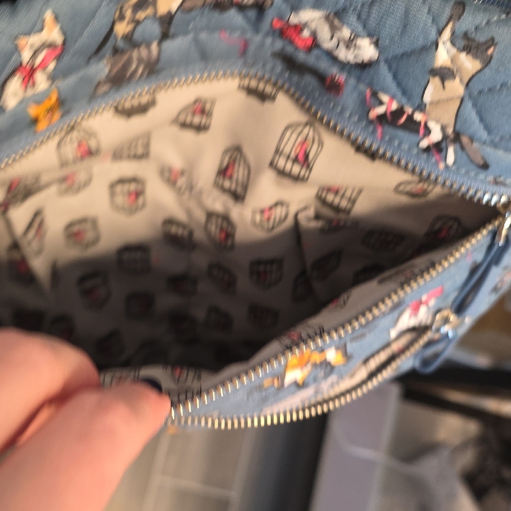 Vera Bradley Gray Blue Cat Patterned Crossbody Bag - Picture 7 of 7